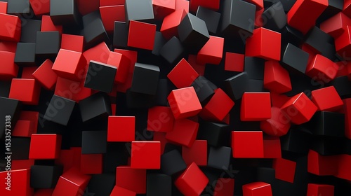 Red and black cubes forming futuristic 3D grid

