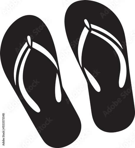 Black and White Flip-Flops Vector Silhouette	
