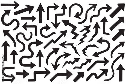 arrows design collection with various styles and directions for creative projects, useful for digital design, navigation, and graphic layouts line art icon set