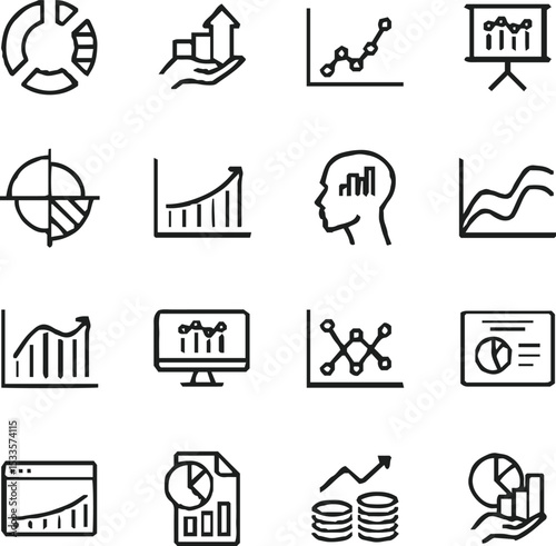  Business icons set white background