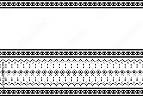 Ethnic pattern seamless in black and white. Abstract motifs on white background. Concept of pixel arts, geometric, native, tradition, classic for carpet, wallpaper, embroidery, batik, fabric texture.