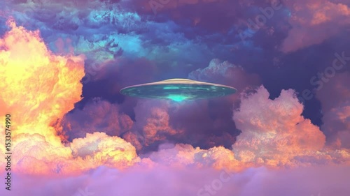 Alien Spaceship Over Dramatic Cloudscape
