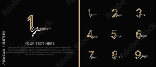 logo anniversary set. brown color with white handwriting on black background for special event