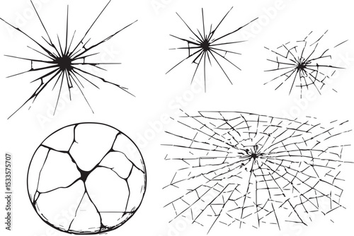 shattered glass and cracked spheres, broken patterns and abstract design for creative projects, digital artwork and illustrations