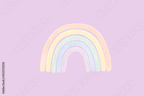 Hand-Drawn Watercolor Rainbow in Doodle Style with Soft Pastel Colors on Pink Background.jpg