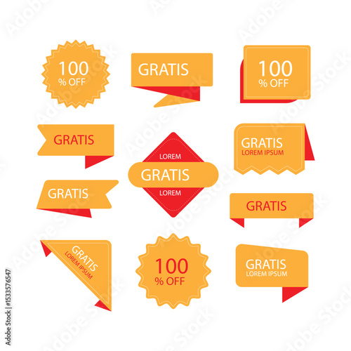 Sale Tag Collection: A comprehensive arrangement of vibrant and appealing sale tags, each meticulously designed to draw the eye and communicate promotional offers