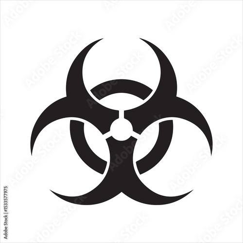 Biohazard Symbol Silhouette Icon – Vector Danger Warning Sign Isolated on White