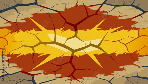 Abstract cracked earth design with explosion effect on a transparent background