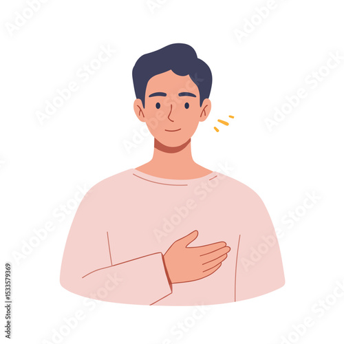 Confident man with skin condition smiling and gesturing positively  