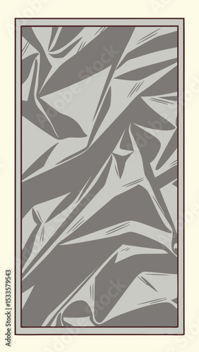 Abstract illustration of textured grey foil with a framed appearance on white background