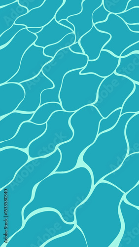 Abstract teal water surface with reflection lines and transparency for design projects
