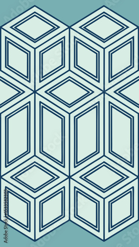 Geometric abstract pattern featuring three dimensional cubes in a repeating design