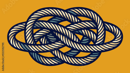 Intricate intertwined rope knot vector illustration suitable for design purposes