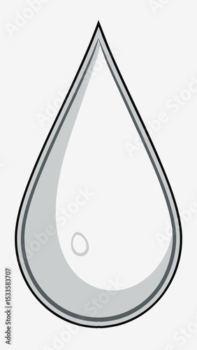 Stylized gray water drop vector illustration on a white background with transparent capabilities