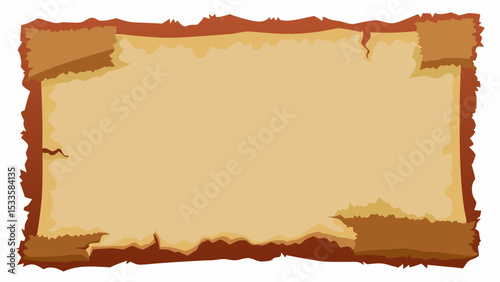 Vintage styled paper scroll with torn edges design for announcement or display