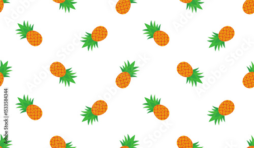 Pineapple seamless pattern, tropical ripe fruit.
