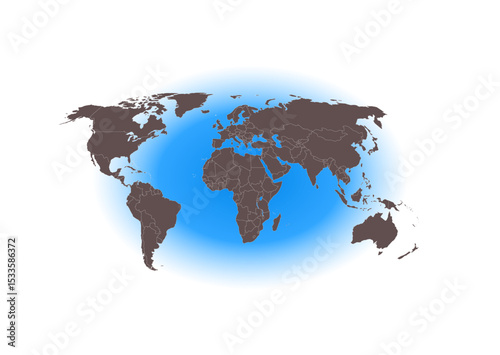 Editable Vector World Map with Separated Countries – Minimal Black and White Design. 