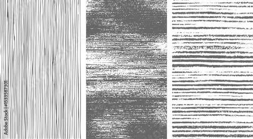 Abstract vector textures of hand drawn line art with grungy and textured effects in various arrangements for artistic design