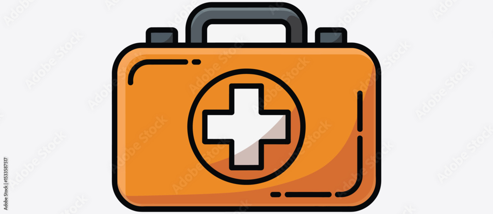 Orange first aid kit icon illustration Orange first aid kit icon illustration