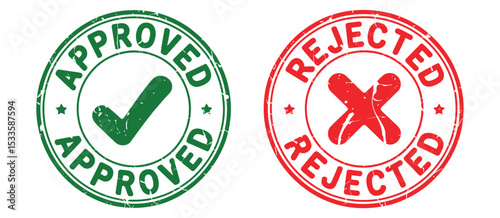 Approved and rejected rubber stamps graphic