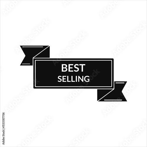 Best Selling Black Banner Label on White Background