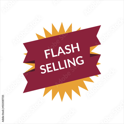 Flash selling banner with sunburst design on white background
