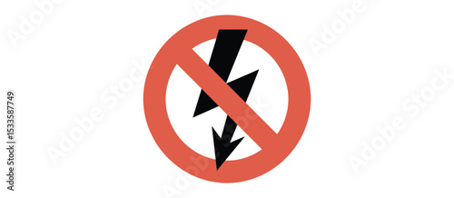 No electricity symbol red circle warning sign