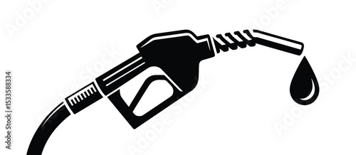 Black and white gas pump nozzle icon illustration