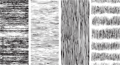 Hand drawn textured patterns in black and white including a set of horizontal and vertical lines for design purposes and creative backgrounds
