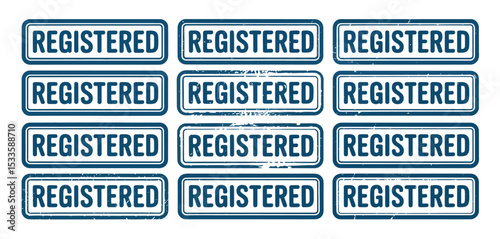 Twelve grunge style registered stamps