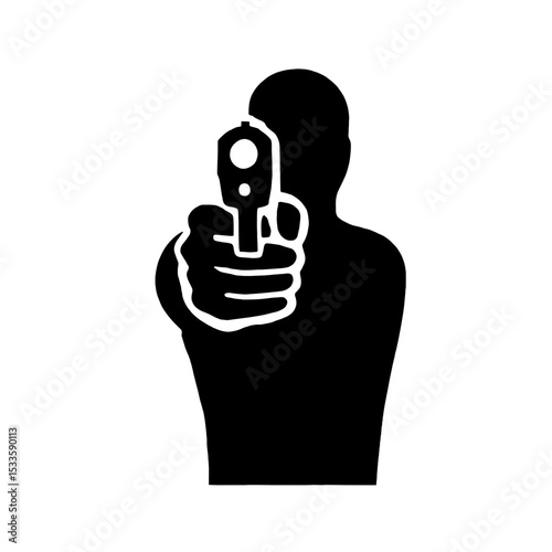 銃を向ける人物のアイコン、ベクターイラスト