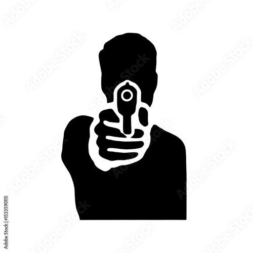 銃を向ける人物のアイコン、ベクターイラスト