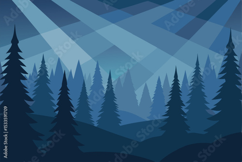 forest in the mountains vector illustration