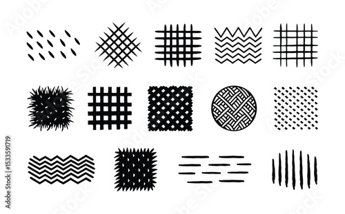 Set of geometric shape and symbol collection on white background, abstract forms, vector, illustration, silhouette, design elements 