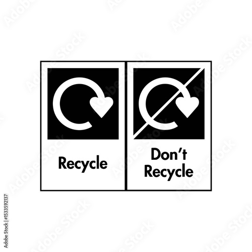 Recycle and Dont Recycle Vector Icon Symbol