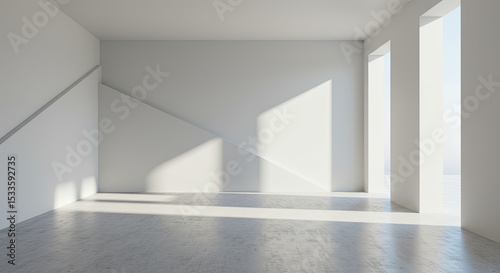 Modern style conceptual interior empty room 3d illustration. 3D Illustration