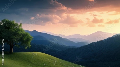 sunset over the mountains