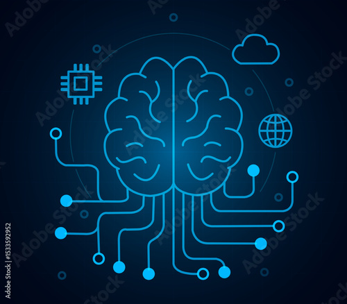Futuristic Tech Interface Icons  AI, Cyber, Data Security Set