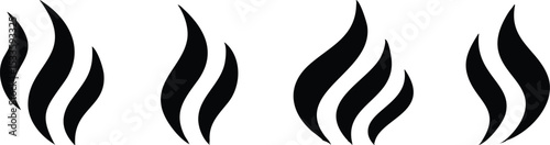 Steam Smoke flat icon set. Aroma smell symbol. Vector