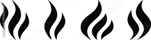 Steam Smoke flat icon set. Aroma smell symbol. Vector