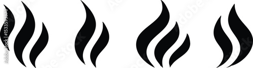 Steam Smoke flat icon set. Aroma smell symbol. Vector