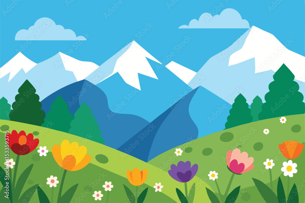 Naklejka premium summer landscape with mountains