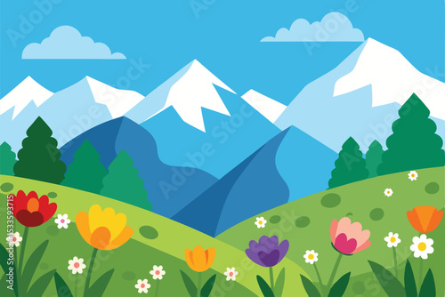 summer landscape with mountains