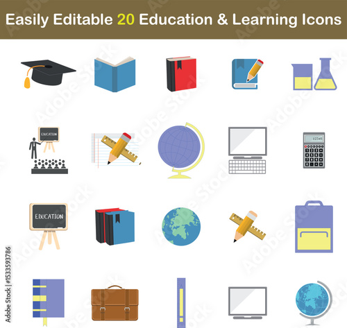 Study and training vector icons for learning management systems