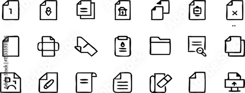 Document thin line icons set. Documents editable stroke icons collection. File symbol. Vector illustration