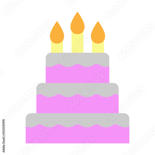 Birthday Cake Vector Flat Icon Design