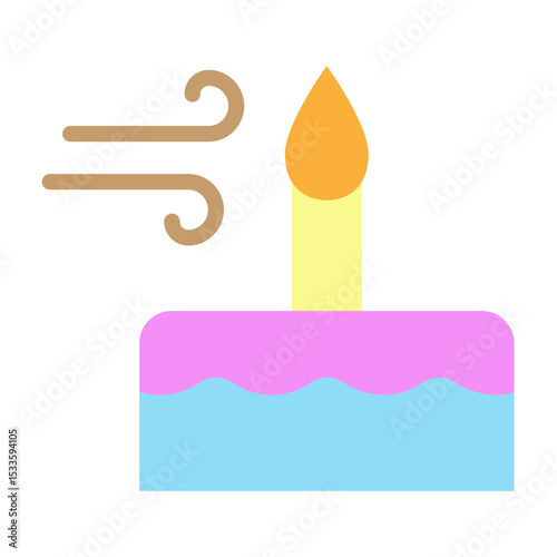 Blowing Candles Vector Flat Icon Design