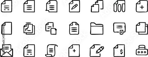 Document thin line icons set. Documents editable stroke icons collection. File symbol. Vector illustration