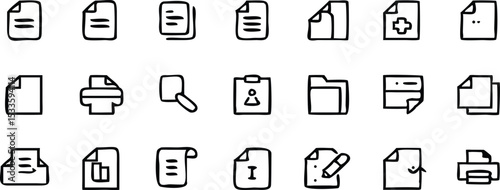 Document thin line icons set. Documents editable stroke icons collection. File symbol. Vector illustration