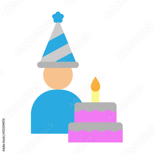 Birthday Celebration Vector Flat Icon Design